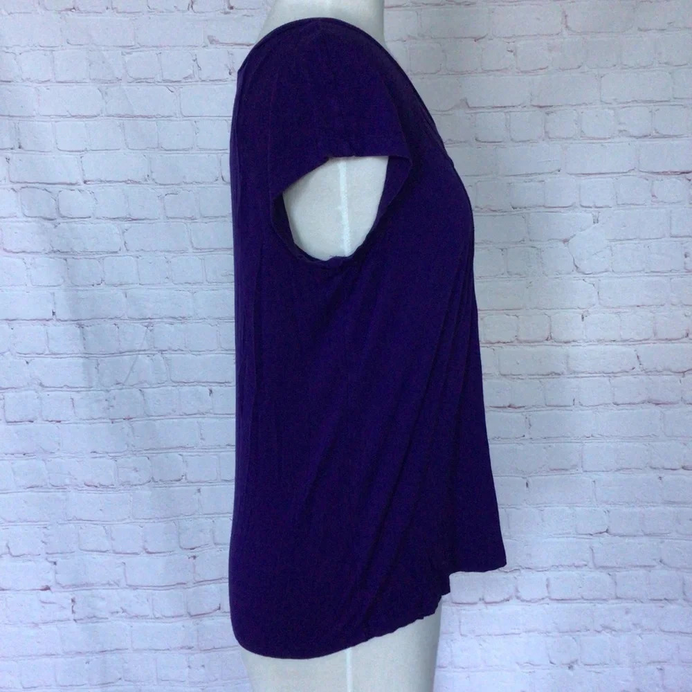 Spense Petite Purple Short Sleeve Ruched Top - Size PM - Picture 3 of 6